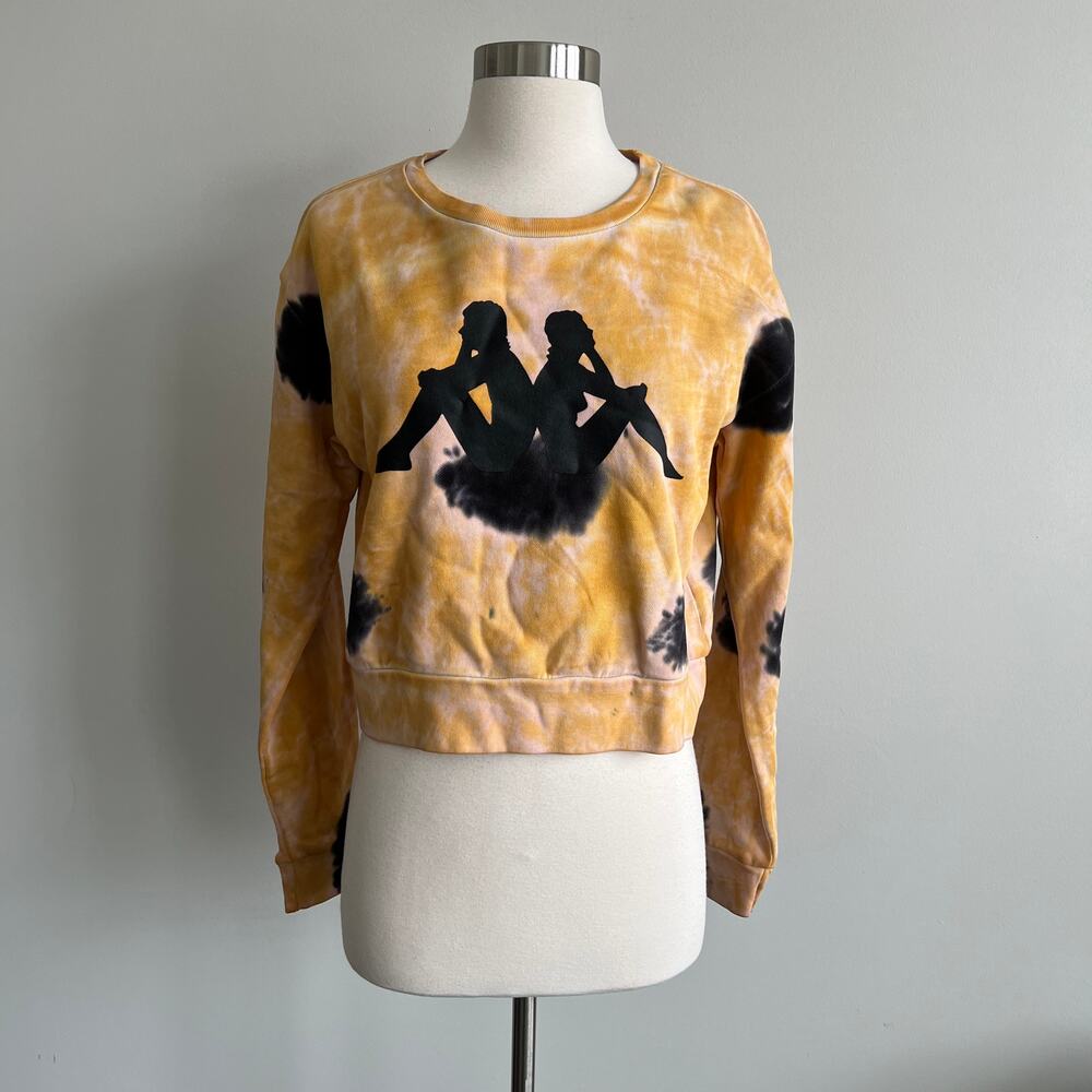 Kappa Regular Fit Sweatshirt Tied Dyed Yellow Blue Long Sleeve Medium NWT
